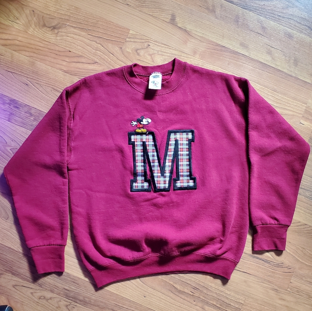 Vintage Disney Mickey Mouse "M" Crewneck Sweatshirt Size M